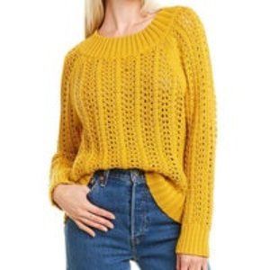 J. Crew Mustard Yellow Pointelle Knit Long Sleeve Beach Pullover Sweater M